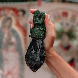 Ancient Aztec obsidian sacrificial knife