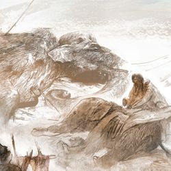 Clovis people hunting mammoth