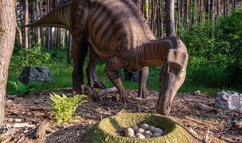 Dinosaur with eggs