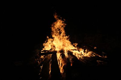 orange flames of a campfire against a black background