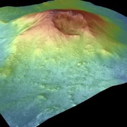 the mountain is quite bulky a bit like a mesa but has a crater on one side.