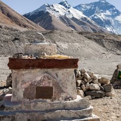 Memorial stele to Marco Siffredi at the North Everest Base Camp.