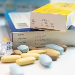 photograph of medication boxes showing the expiry date