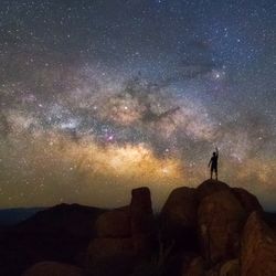 Milky Way as seen from Balanced Rock, Big Bend National Park, Texas, USA.