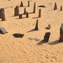 A reconstruction of the Nabta Playa Calendar Circle at the Nubian Museum in Aswan, Upper Egypt.