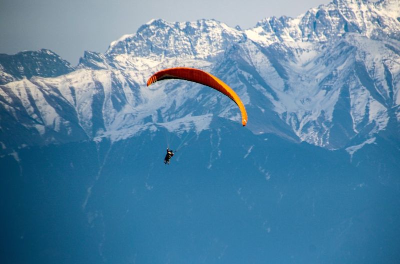 A paraglider at high altitude