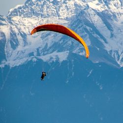 A paraglider at high altitude