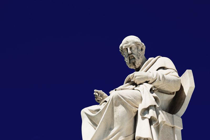 Statue of the ancient Greek philospher Plato in Athens, Greece.