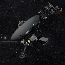 Illustration of Voyager 1 in space.