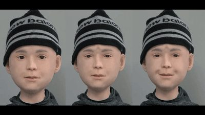 a humanoid robot that has been programmed to frown