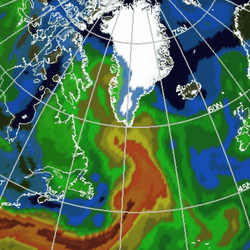 An animation showing an Atmospheric River lashing the sides of Greenland in July 2012.