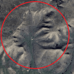 The side profile of a "human face" appears in the landscape around 35 kilometers (22 miles) east of Medicine Hat in Alberta, Canada.