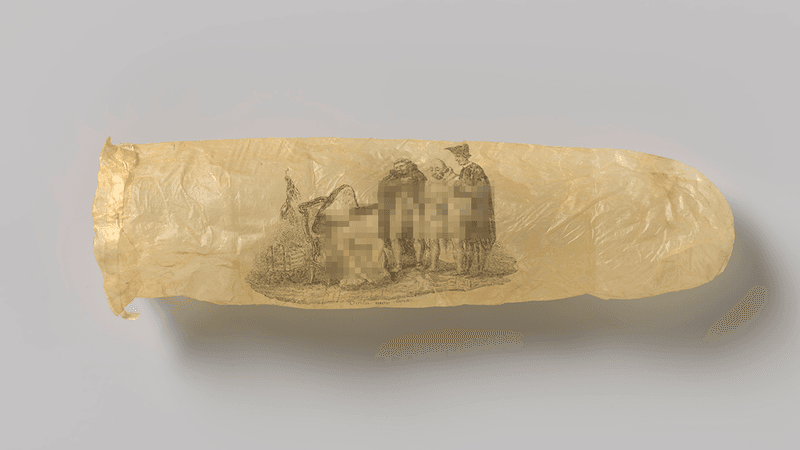 Condom with print, c. 1830.