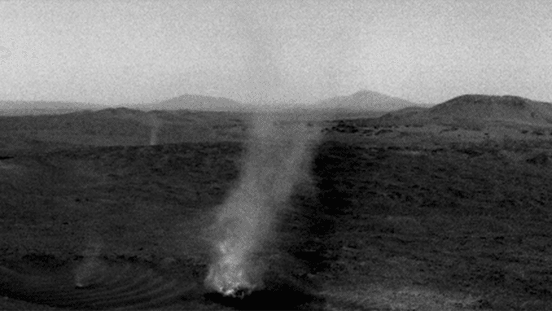 Several dust devils on Mars.