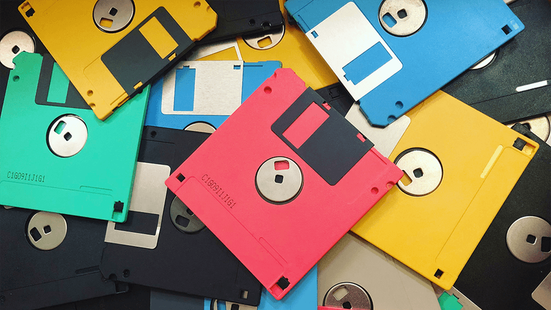 A big pile of floppy disks.