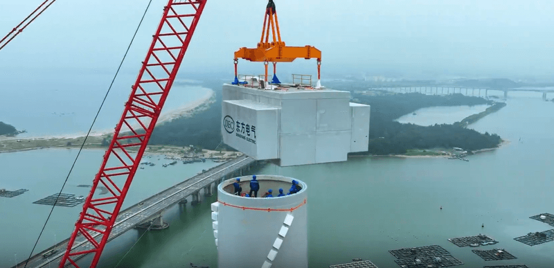 Screenshot of a promotional video released by the Chinese company behind the huge wind turbine.