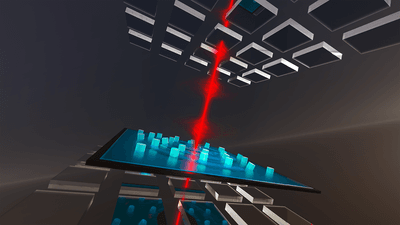 Conceptual art of the operating device, consisting of a nanopillar-loaded drum sandwiched by two periodically segmented mirrors, allowing the laser light to strongly interact with the drum quantum mechanically at room temperature.