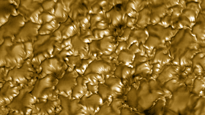 Granules on the surface of the Sun are irregular regions. They are marked at the edged by these fan shaped striations. 
